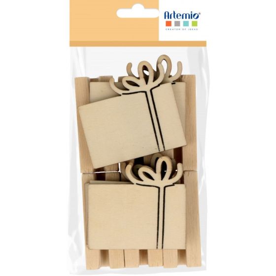 LOT DE 6 MARQUES PLACES EN BOIS ARTEMIO - CHRISTMAS TIME