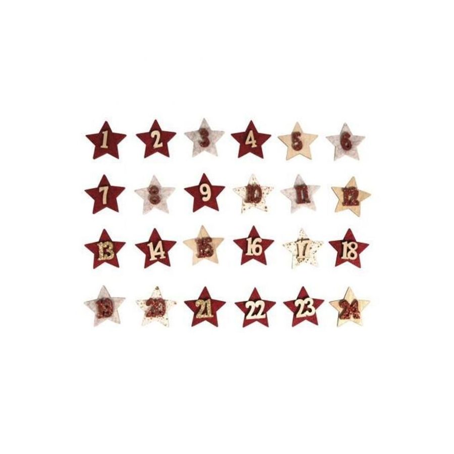CHIFFRES L'AVENT ETOILES 1-24 AUTOCOLLANTS - RAYHER