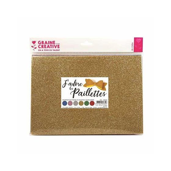 ASSORTIMENT 6 FEUILLES DE CAOUTCHOUC SOUPLE PAILLETE
