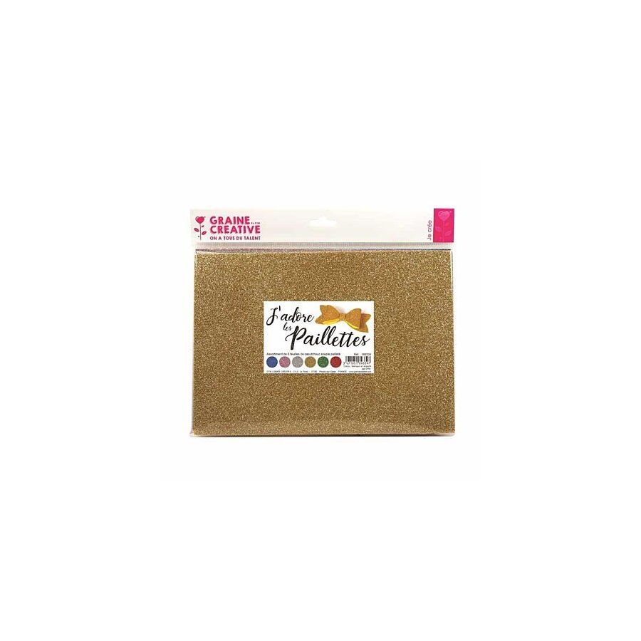 ASSORTIMENT 6 FEUILLES DE CAOUTCHOUC SOUPLE PAILLETE ASSORTIMENT 6 FEUILLES DE CAOUTCHOUC SOUPLE PAILLETE