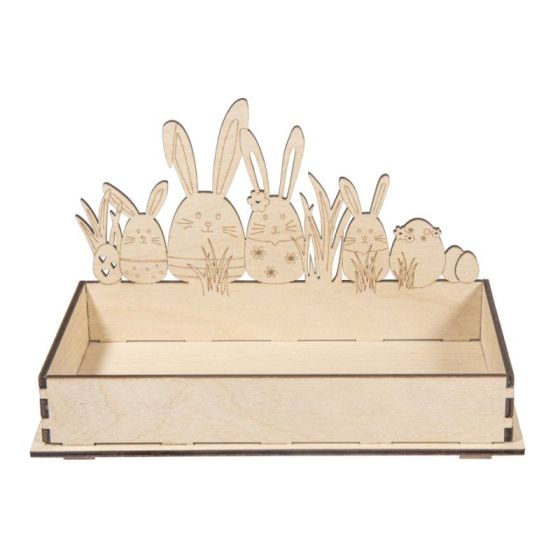 PLATEAU BOIS LAPIN PAQUES - RAYHER