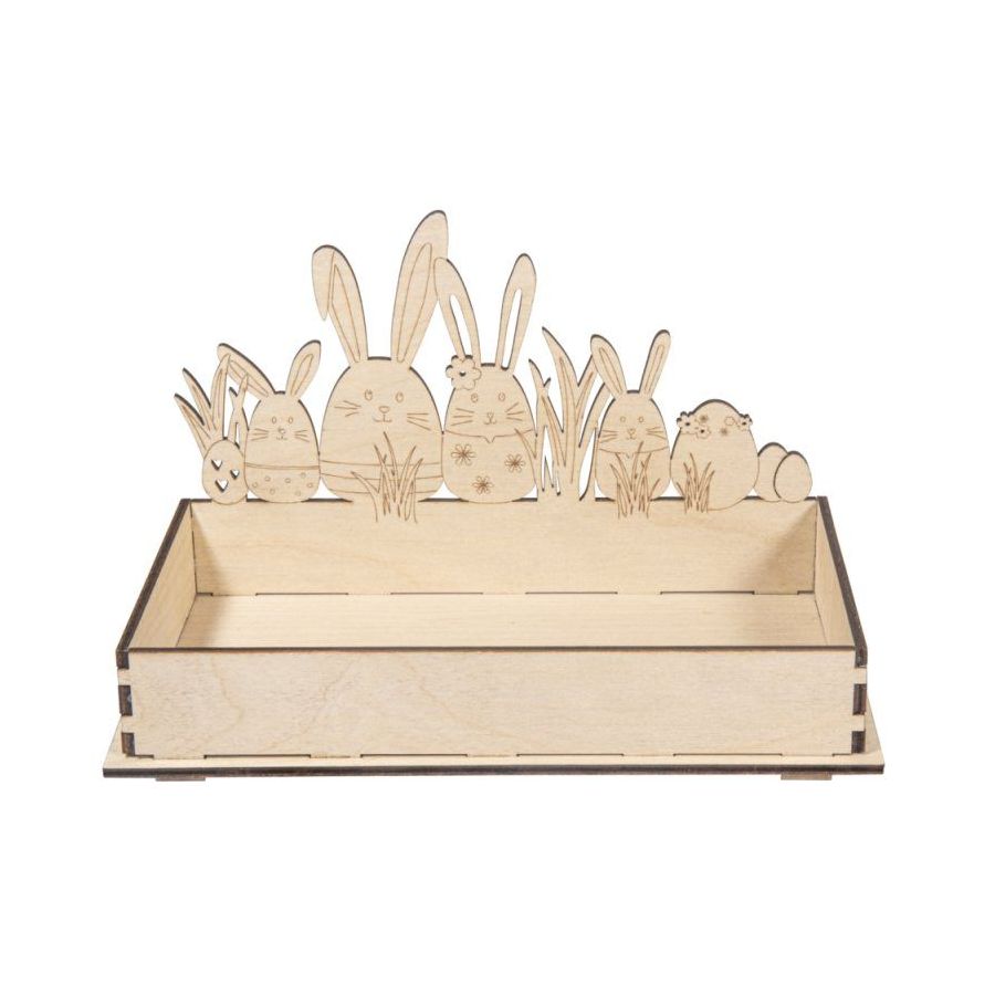 PLATEAU BOIS LAPIN PAQUES - RAYHER