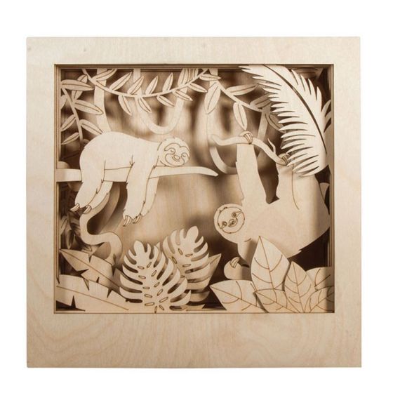 CADRE BOIS 3D MOTIF PARESSEUX - RAYHER