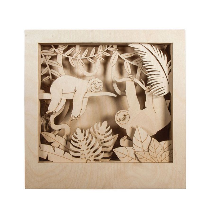 CADRE BOIS 3D MOTIF PARESSEUX - RAYHER