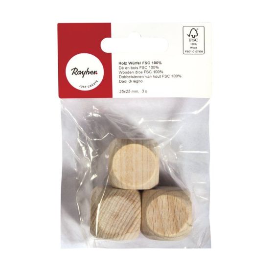 DE EN BOIS 25X25MM 3PCS - RAYHER