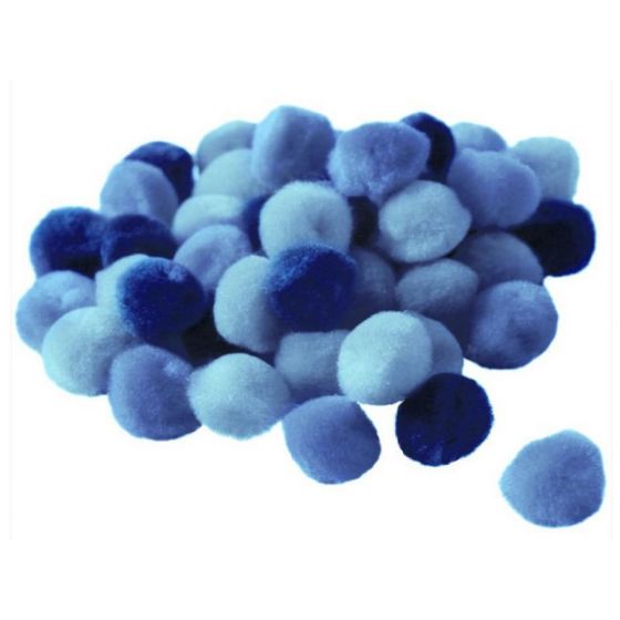 Sachet De 45 Pompons Acrylique 15Mm - Camaieu Bleu