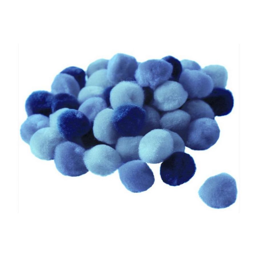 Sachet De 45 Pompons Acrylique 15Mm - Camaieu Bleu