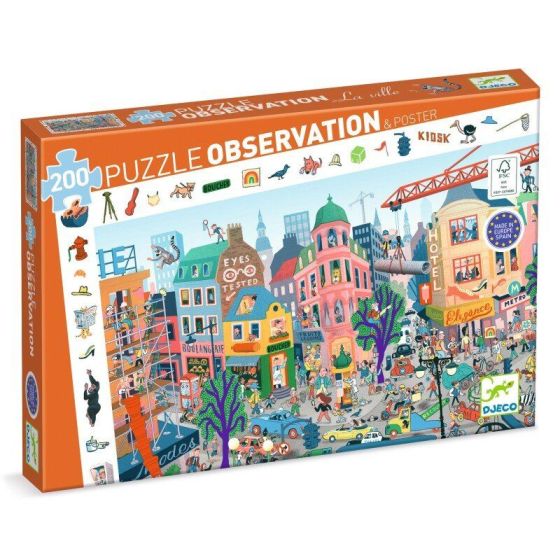 PUZZLE OBSERVATION - LA VILLE 200 PIECES DJECO