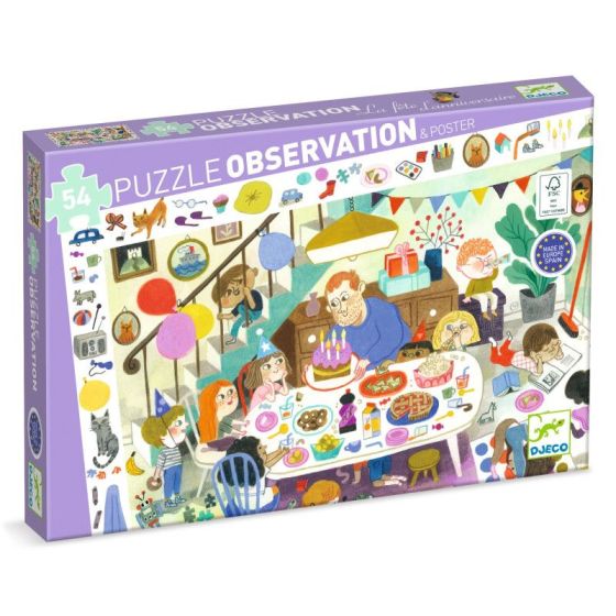 PUZZLE OBSERVATION - LA FETE D'ANNIVERSAIRE 54 PIECES DJECO