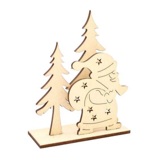 PERE NOEL ET SAPINS EN BOIS A MONTER