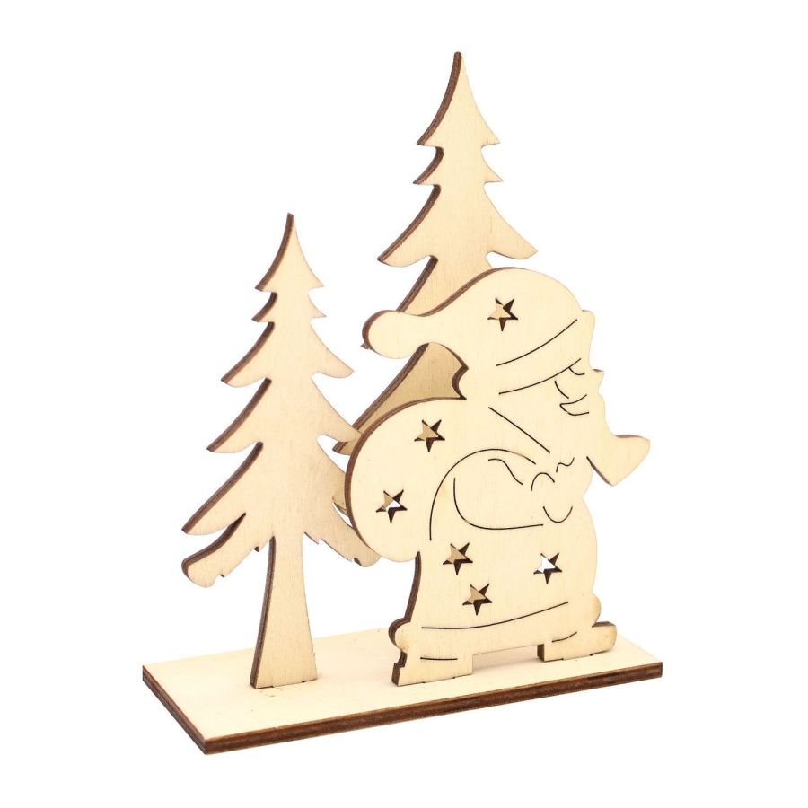 PERE NOEL ET SAPINS EN BOIS A MONTER