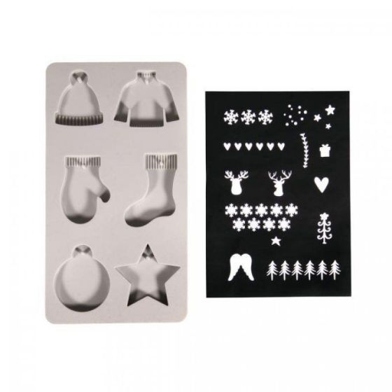 Moule En Silicone Noel Et Pochoir Serigraphie Rayher