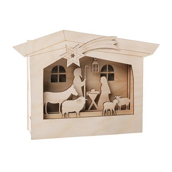 Creche En Bois A Monter Soi-Meme 24X24X6.3 Cm Rayher