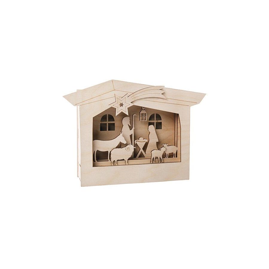 Creche En Bois A Monter Soi-Meme 24X24X6.3 Cm Rayher
