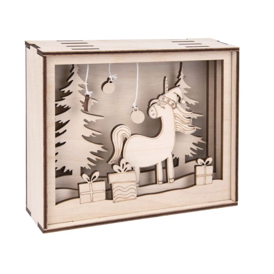 Kit Cadre Bois A Motif 3D Licorne 15.5X3.8X12.5