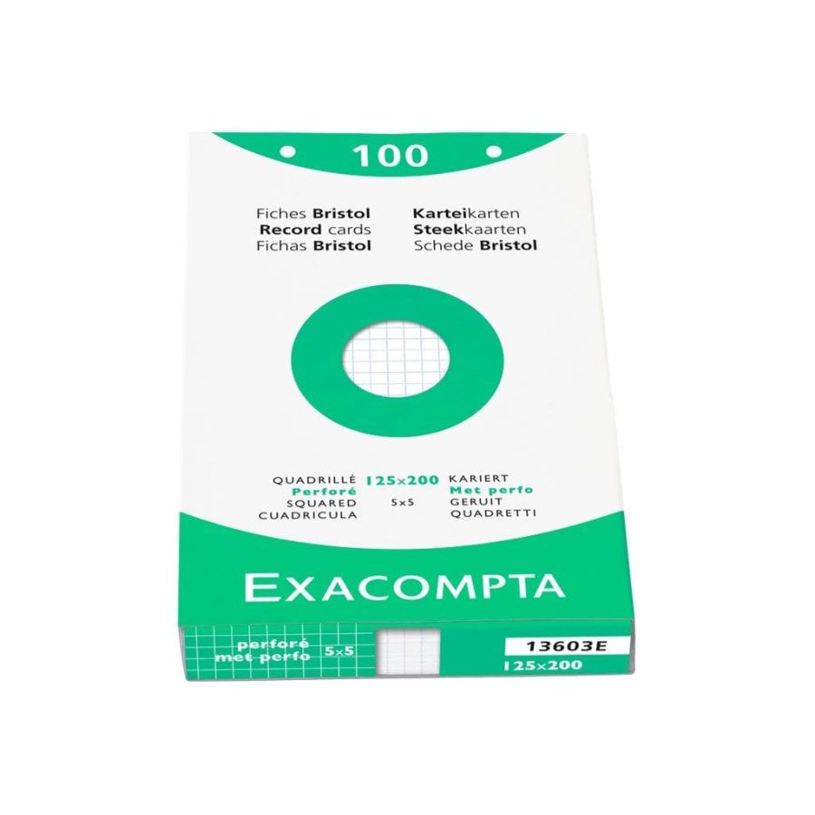 ETUI 100 FEUILLES PERFORES QUADRILLES 5X5 MM BRISTOL BLANC 12.5X20 CM