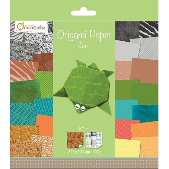 PAPIER ORIGAMI - ZOO 20X20 60 FEUILLES 70G