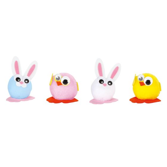 PACK 24 ANIMAUX PONPONS DE PAQUES 250 PCS