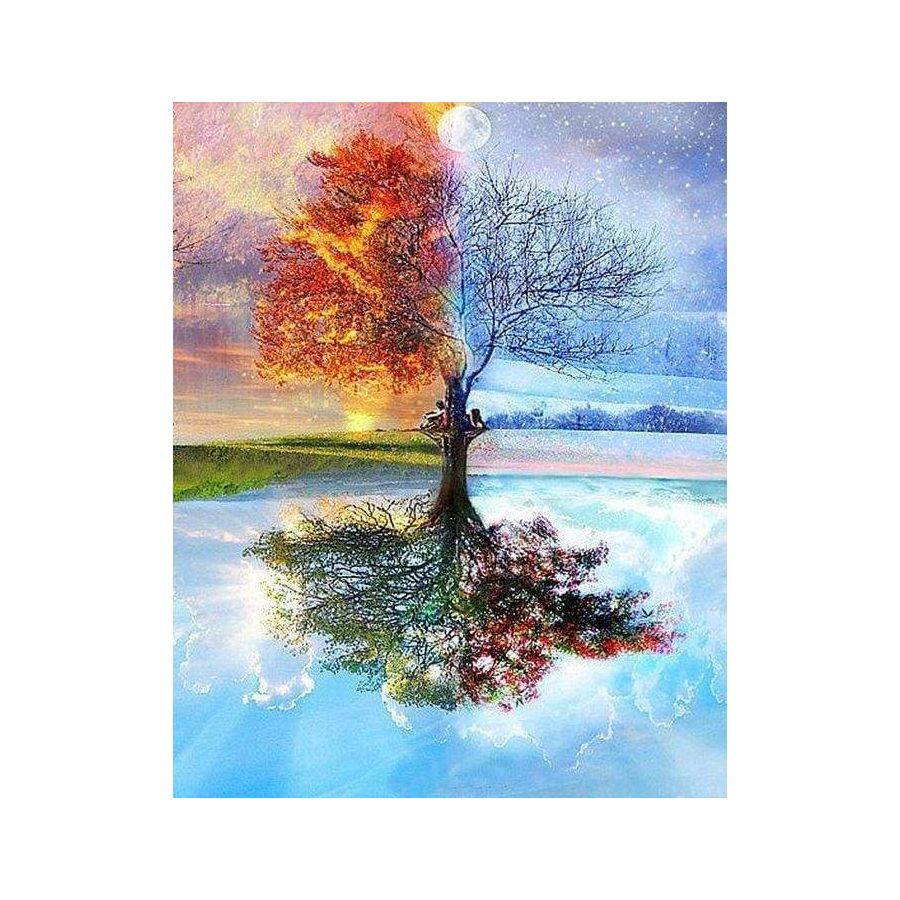 Broderie Point De Croix - Arbre 4 Saisons