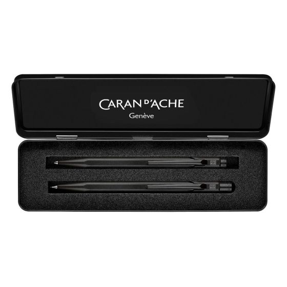 SET STYLO A BILLE ET PORTE-MINES 849 BLACK - CARAN D'ACHE