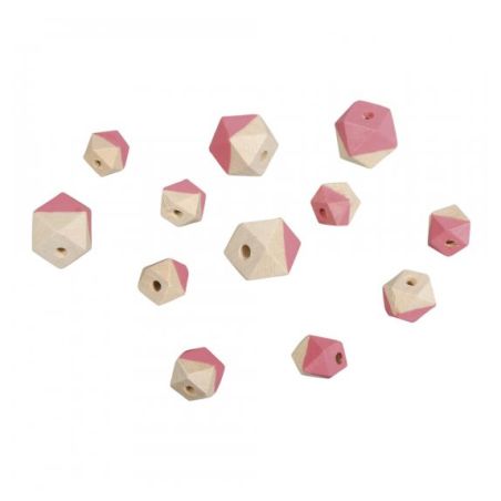 PERLES EN BOIS DIAMANT - ROSE FONCE MAT IM#1954