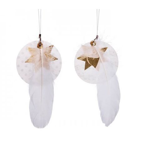 2 PENDENTIFS PLUME DECO 16CM IM#1966