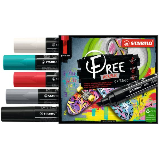 STABILO LOT DE 5 MARQUEURS PONTE LARGE - SET 2 BOLD T800C