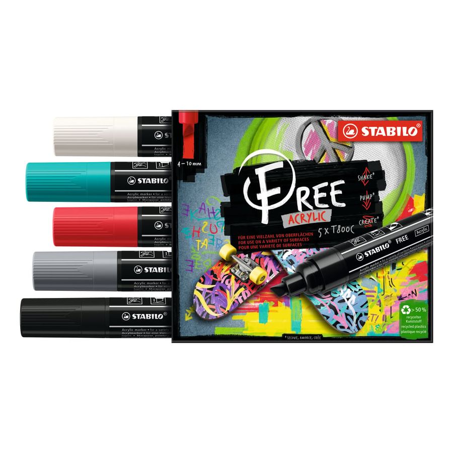 STABILO LOT DE 5 MARQUEURS PONTE LARGE - SET 2 BOLD T800C