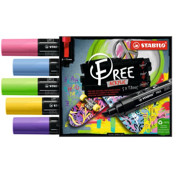 STABILO LOT 5 MARQUEURS SEASIDE FREE ACRYLIC - T800C