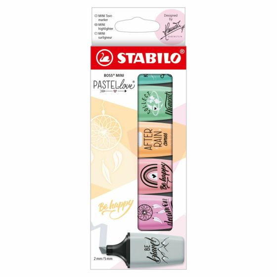 STABILO LOT DE 6 MINIS SURLIGNEURS PASTELS