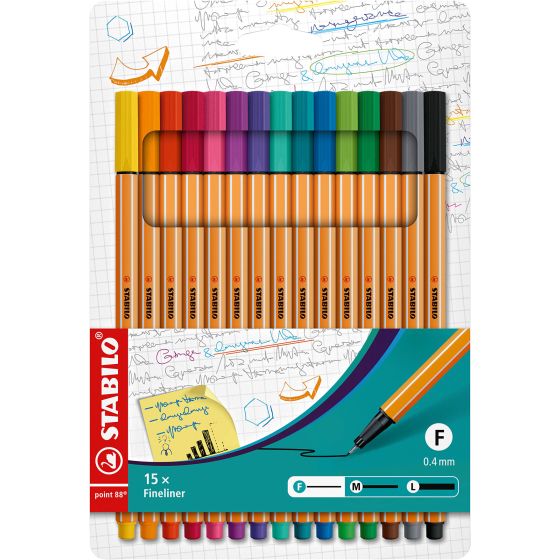 STABILO LOT DE 15 STYLOS POINT 88
