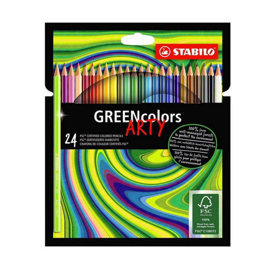STABILO POCHETTE 24 CRAYONS DE COULEUR GREENCOLORS ARTY