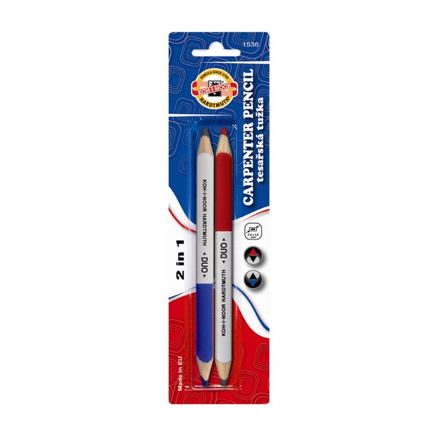2 CRAYONS CHARPENTIER - BLEU ET ROUGE