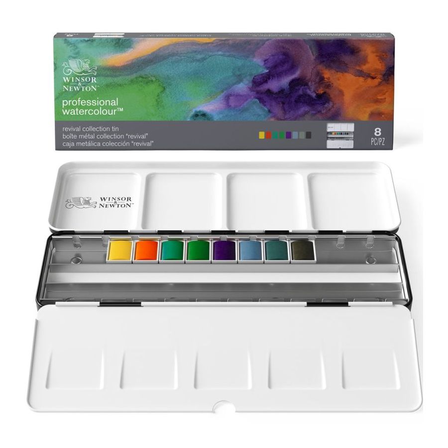 W&N Boite Metal Aquarelle Revival Collection 8 1/2 Godets