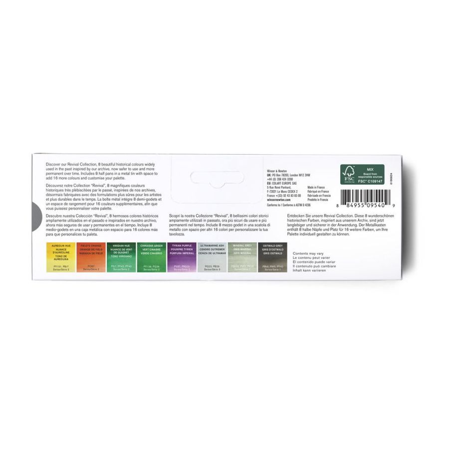 W&N Boite Metal Aquarelle Revival Collection 8 1/2 Godets