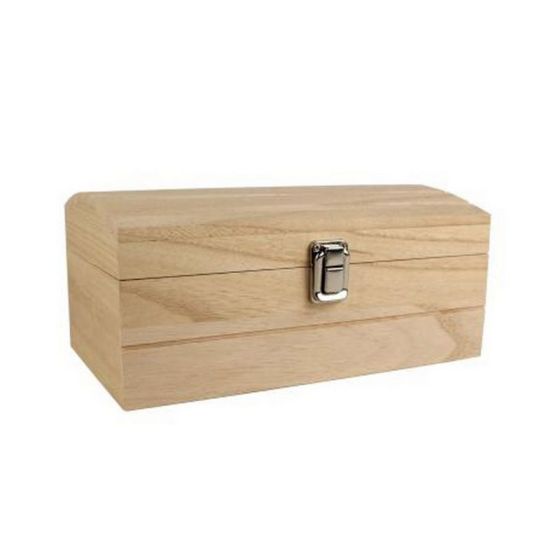 Coffre bombée en bois - 25X15X11.5 Cm