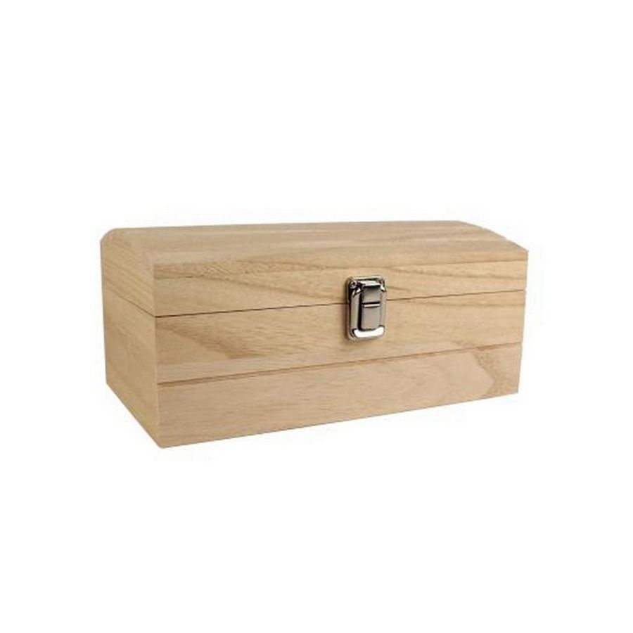 Coffre bombée en bois - 25X15X11.5 Cm