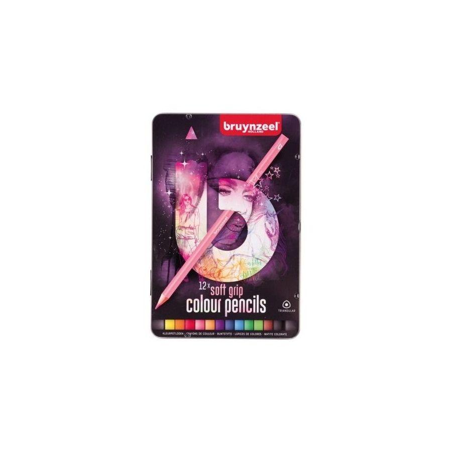 Boite12 crayons de couleur - Soft grip colour pencils - Bruynzeel