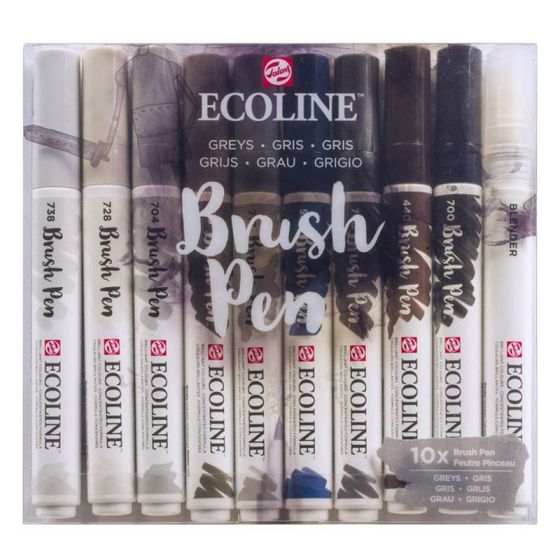 Set 10 brush pen gris - Ecoline