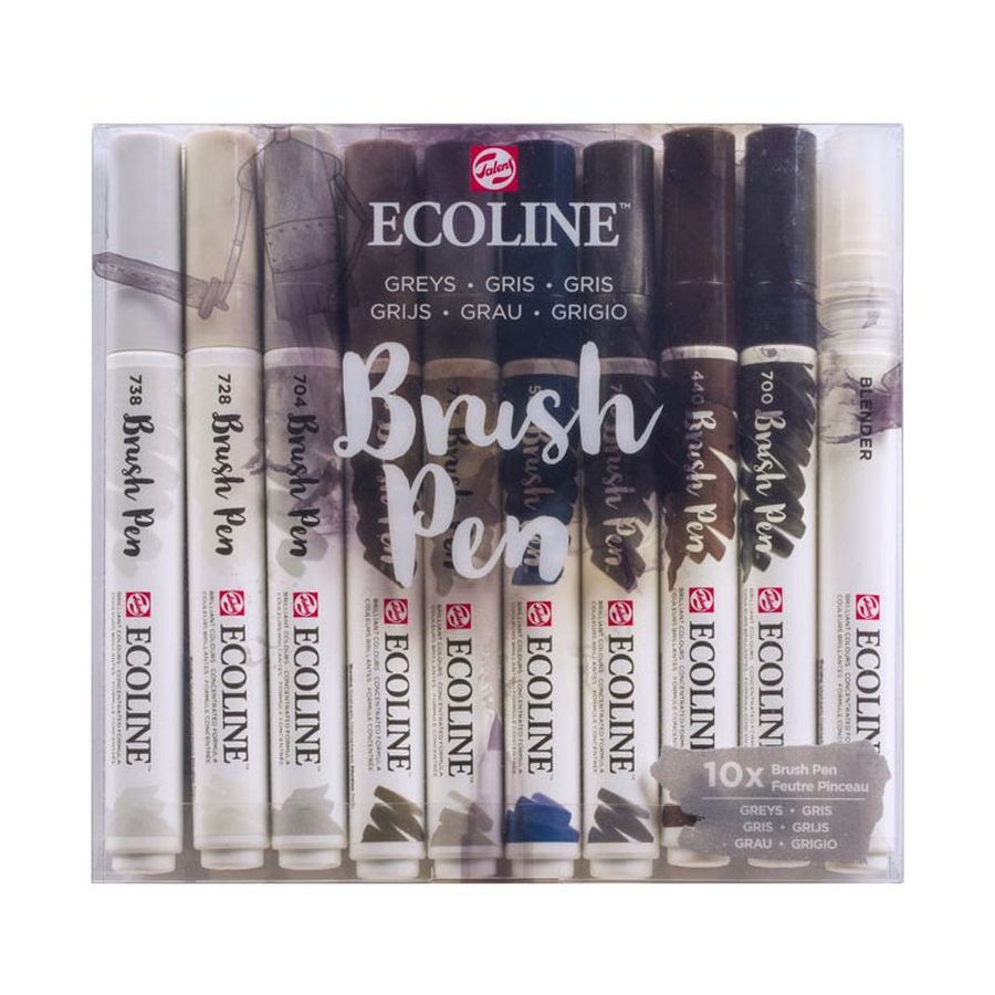 Set 10 brush pen gris - Ecoline