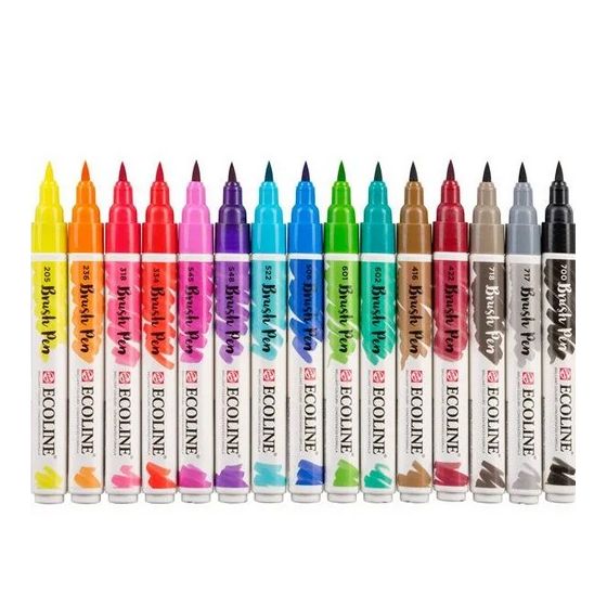 Set 15 feutres pinceaux aquarellables - Ecoline