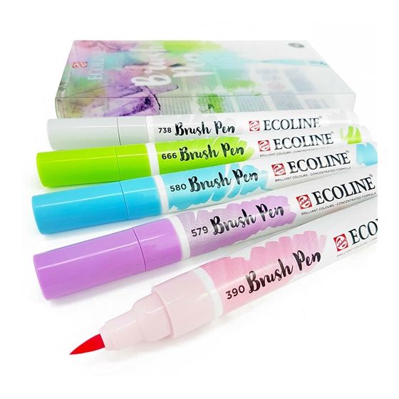Set 5 brush pen pastel - Ecoline
