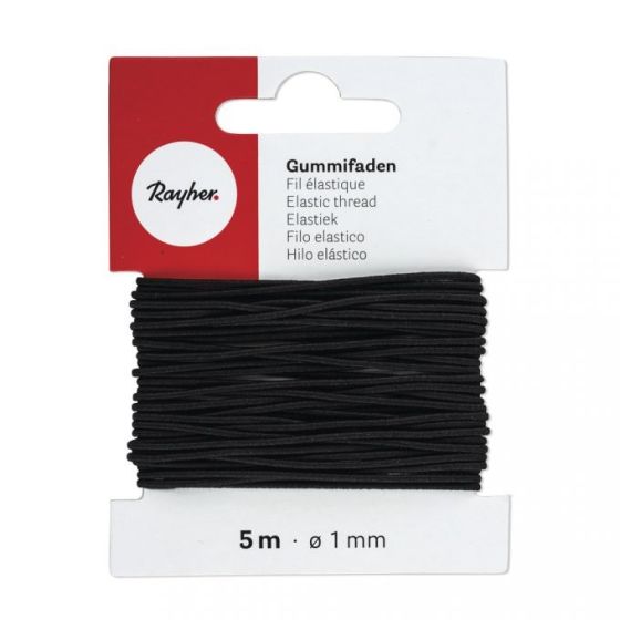 Fil élastique noir 5m et 1mm d'épaisseur - Rayher