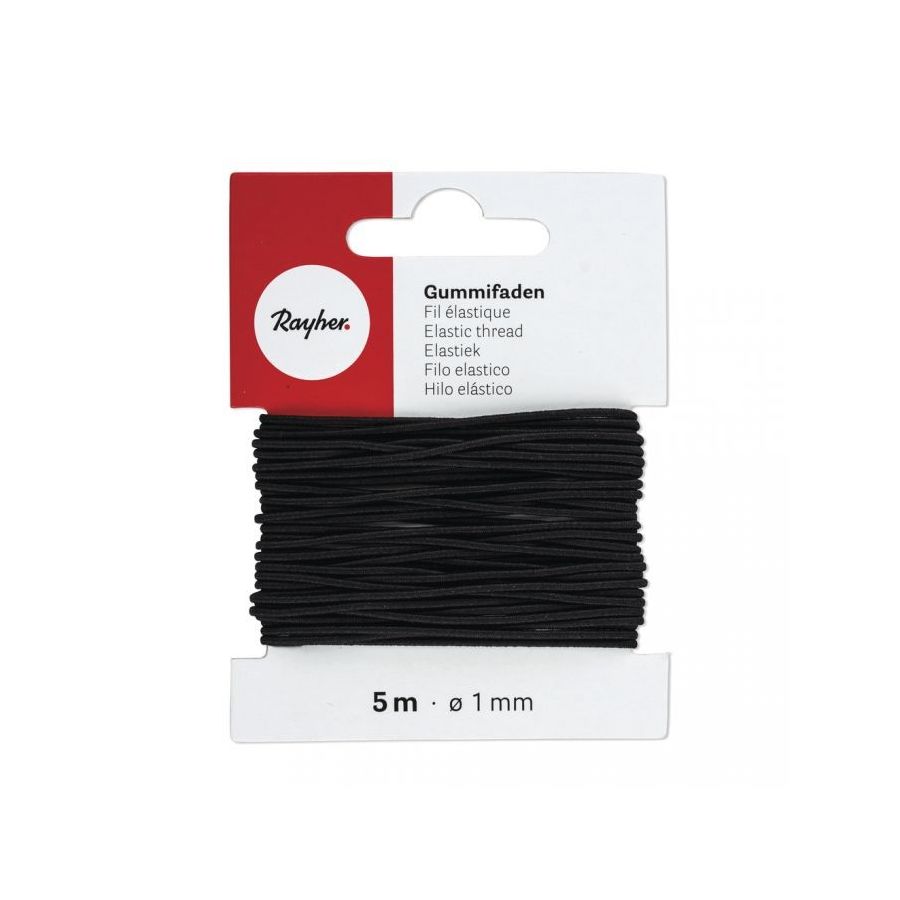 Fil élastique noir 5m et 1mm d'épaisseur - Rayher