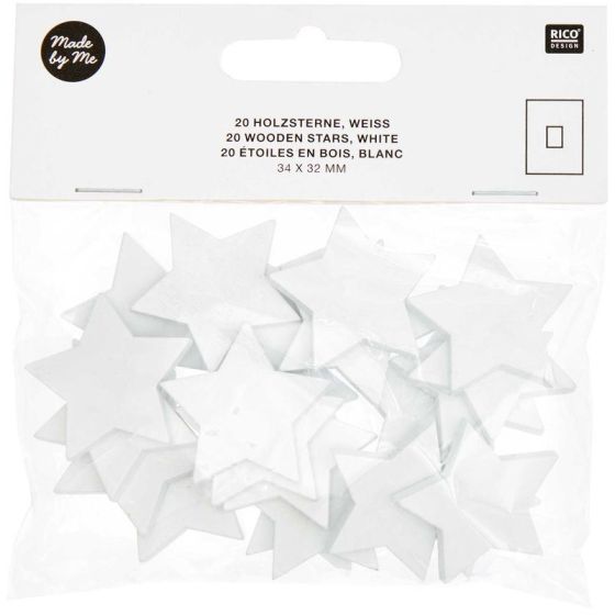 Petites étoiles en bois blanches 34x32mm - Rico Design