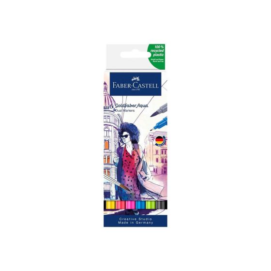 Pochette 6 Goldfaber Aqua Couleurs Primaires - Dual Markers
