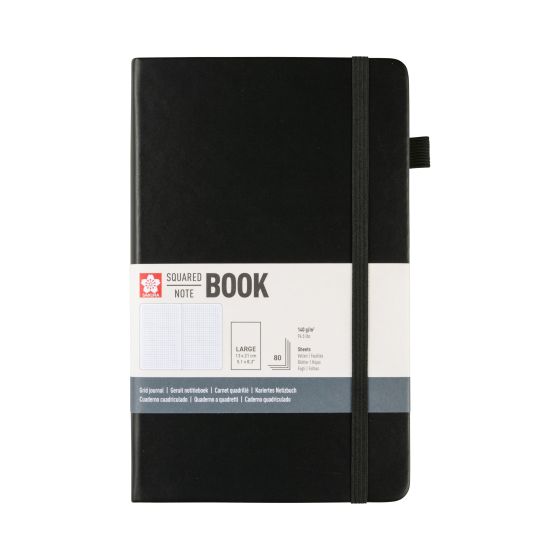 Carnet quadrillé 13x21 cm noir - Sakura Book