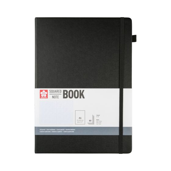 Carnet quadrillé 21x29.7 cm noir - Sakura Book