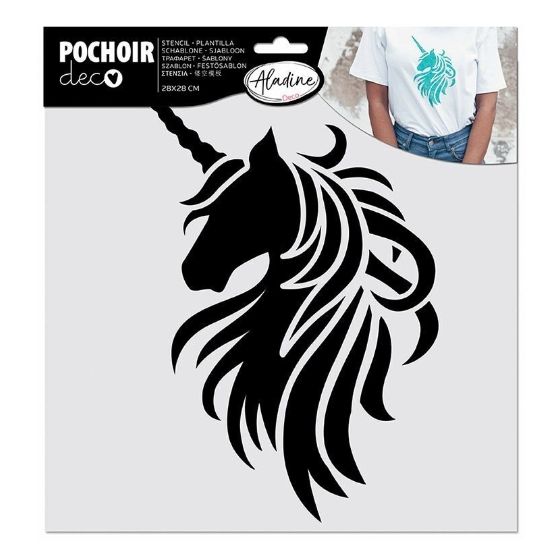 Pochoir textile licorne 28x28cm