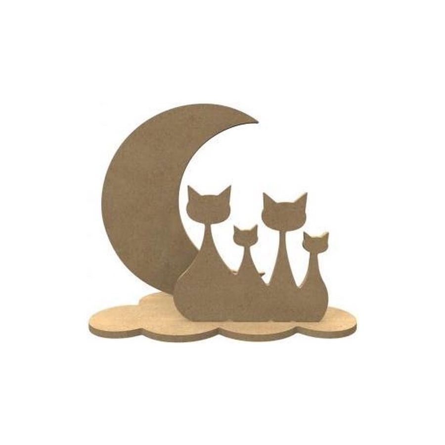 DECOUPE BOIS 3D - CHAT ET LUNE  DECOUPE BOIS 3D - CHAT ET LUNE